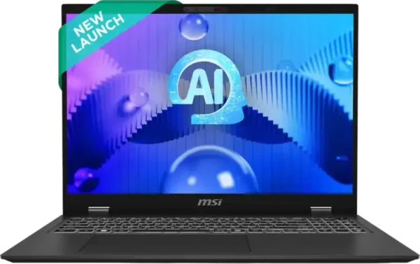 MSI Prestige 16 AI Evo B1MG-054IN business laptop with 16-inch QHD+ display and AI-themed screen at YourShoppy.com.