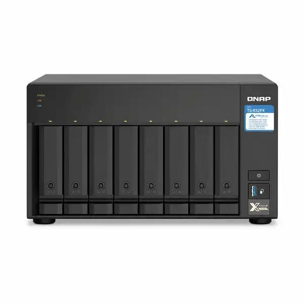 QNAP TS-832PX-4G 8-bay tower NAS with Annapurna Labs quad-core processor and 4GB RAM for high-speed data storage at YourShopp