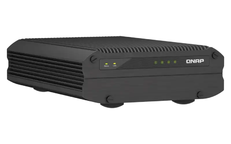 QNAP TS-i410X-8G 4-bay industrial NAS tower with Intel Atom processor and 8GB RAM for reliable business data storage.