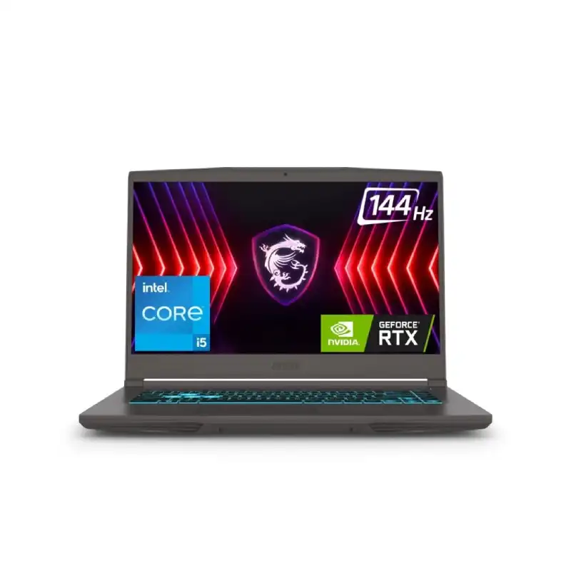 MSI Thin 15 B13UC-125IN | YourShoppy.com MSI Thin 15 B13UC-125IN gaming laptop in Cosmos Gray featuring a 144Hz display, Intel Core i5, and NVIDIA RTX 3050 graphics.