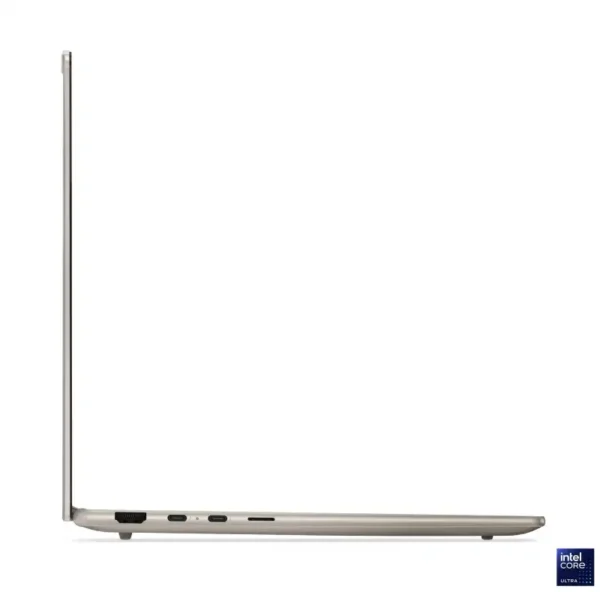Side view of the Seashell Lenovo Yoga Slim 7 14ILL10 laptop showing its slim profile and port layout at YourShoppy.com.