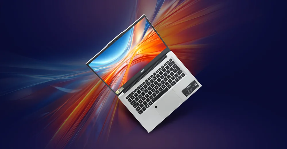 Acer TravelLite opened flat on its 180-degree hinge