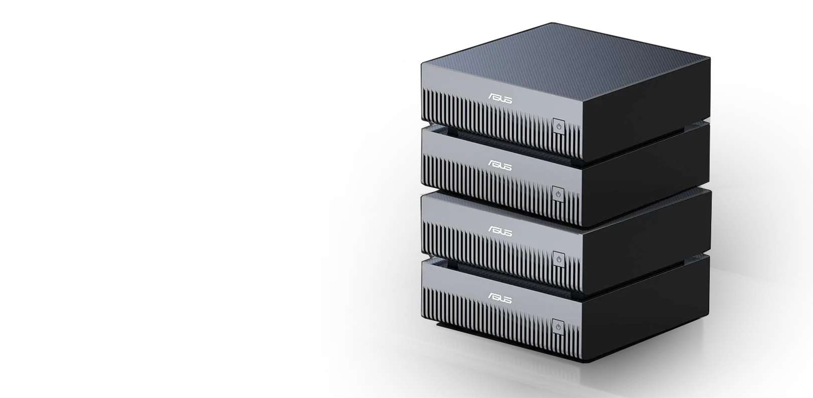 Stack of ASUS Ascent GX10 units for scalable AI computing