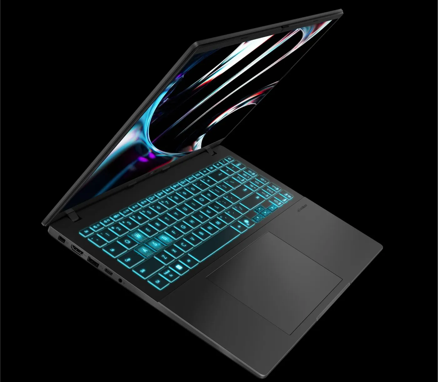 ASUS Gaming V16 keyboard with Turbo Blue backlight