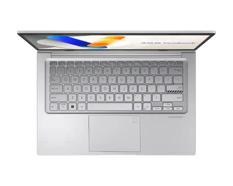 ASUS Vivobook 14 backlit keyboard and touchpad seen from above