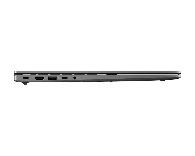 ASUS Vivobook S16 left side with USB-C, HDMI and USB-A ports