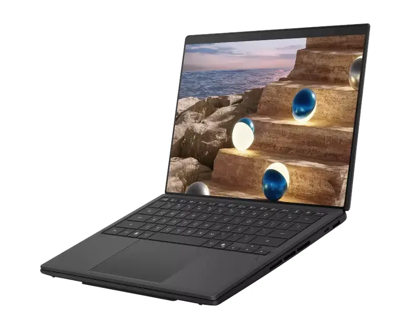 ASUS Zenbook Duo in laptop mode with the keyboard on the lower screen