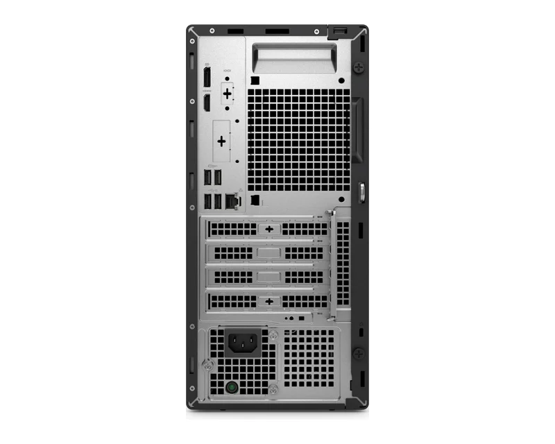 Rear of the Dell Pro Tower with HDMI, DisplayPort, USB, Ethernet and PCIe slots