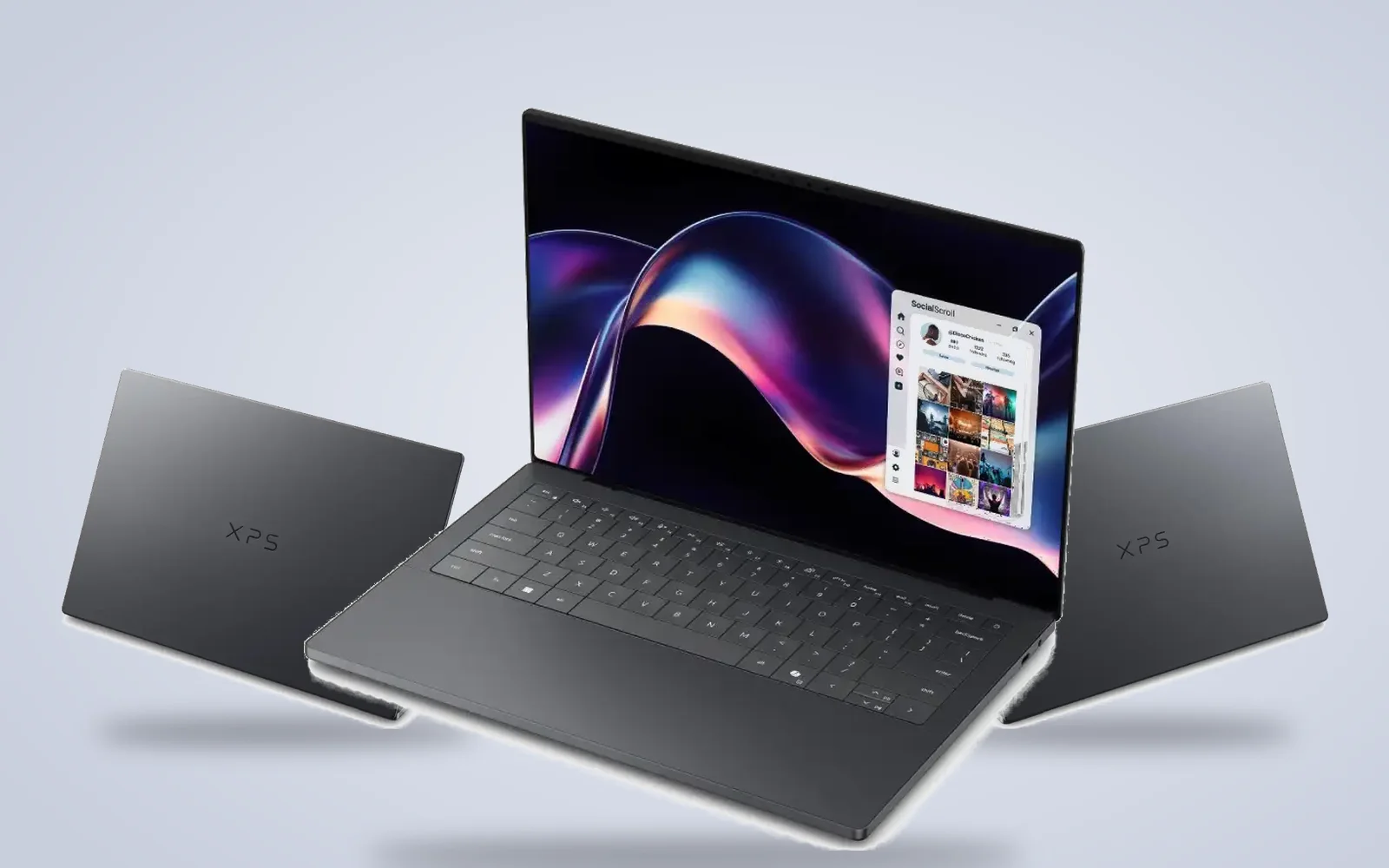 Dell XPS 14 and XPS 16 laptops in Graphite