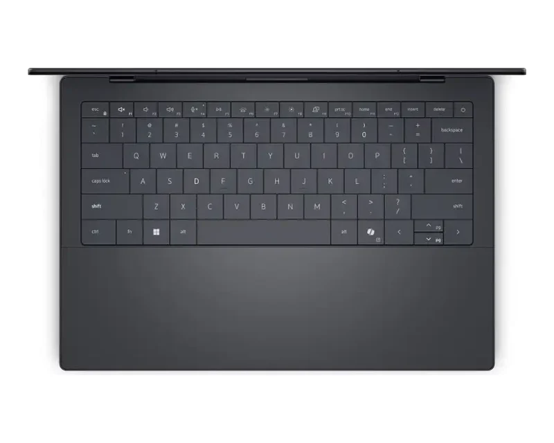 Dell XPS 14 backlit keyboard and touchpad from above