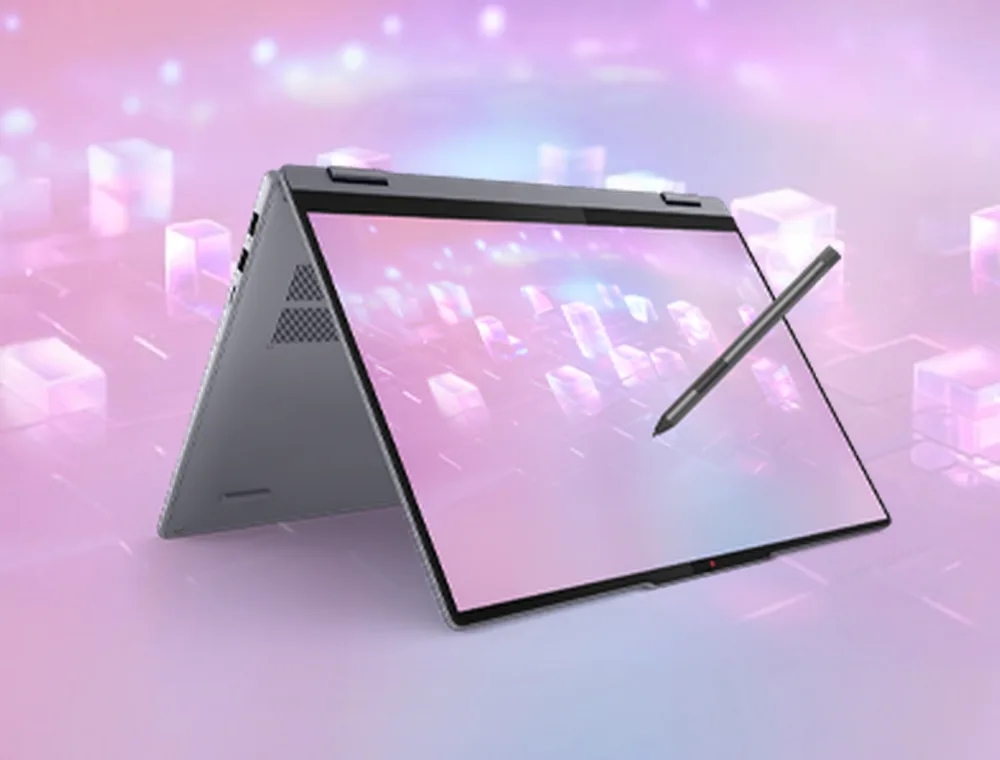 Lenovo IdeaPad 2-in-1 in tent mode with pen
