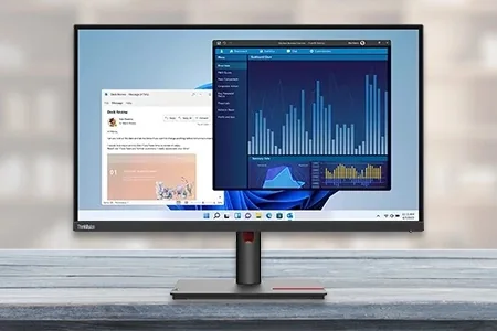 Lenovo monitor on a desk for everyday work