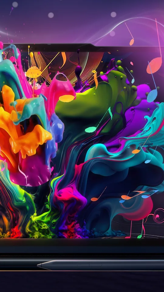 Colourful artwork on a Lenovo Yoga OLED display