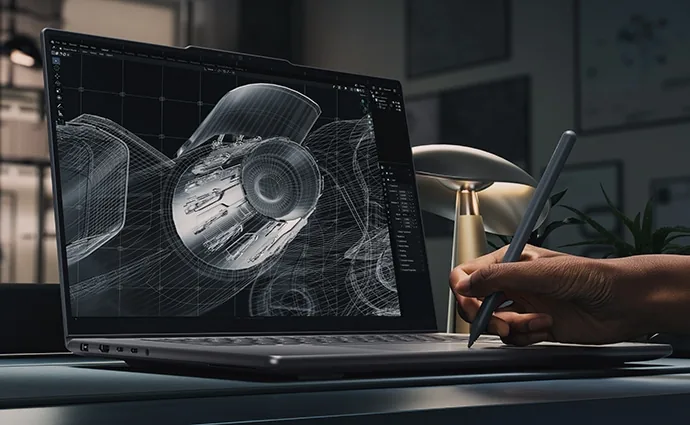 Drawing with a pen on a Lenovo Yoga Pro laptop